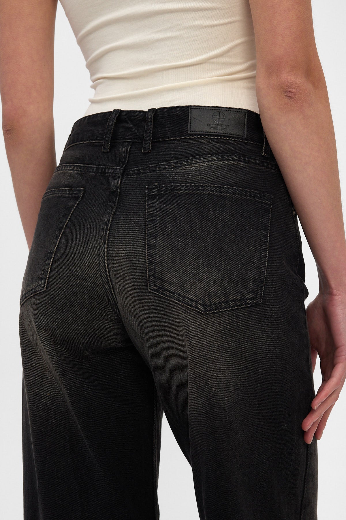 Washed Black Wide Leg Jeans