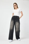 Washed Black Baggy Jeans for Women – Grey Fade