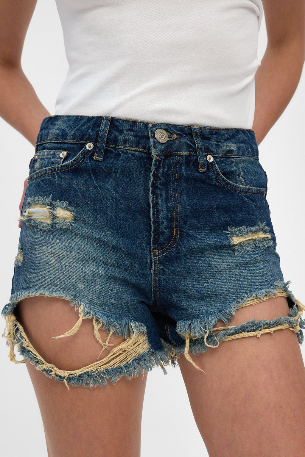 Light Blue Ripped Denim Shorts