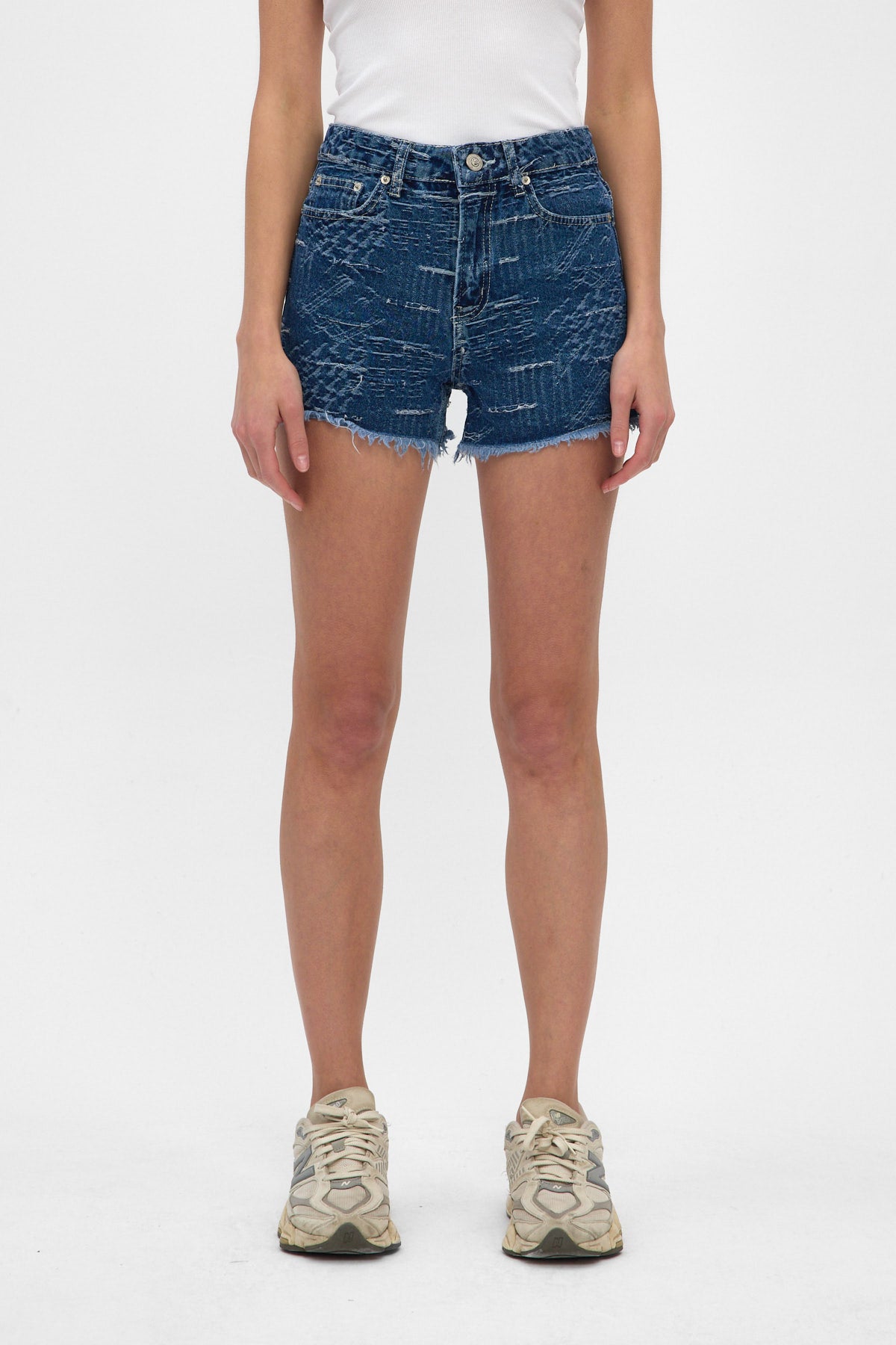 Indigo Jacquard Denim Shorts