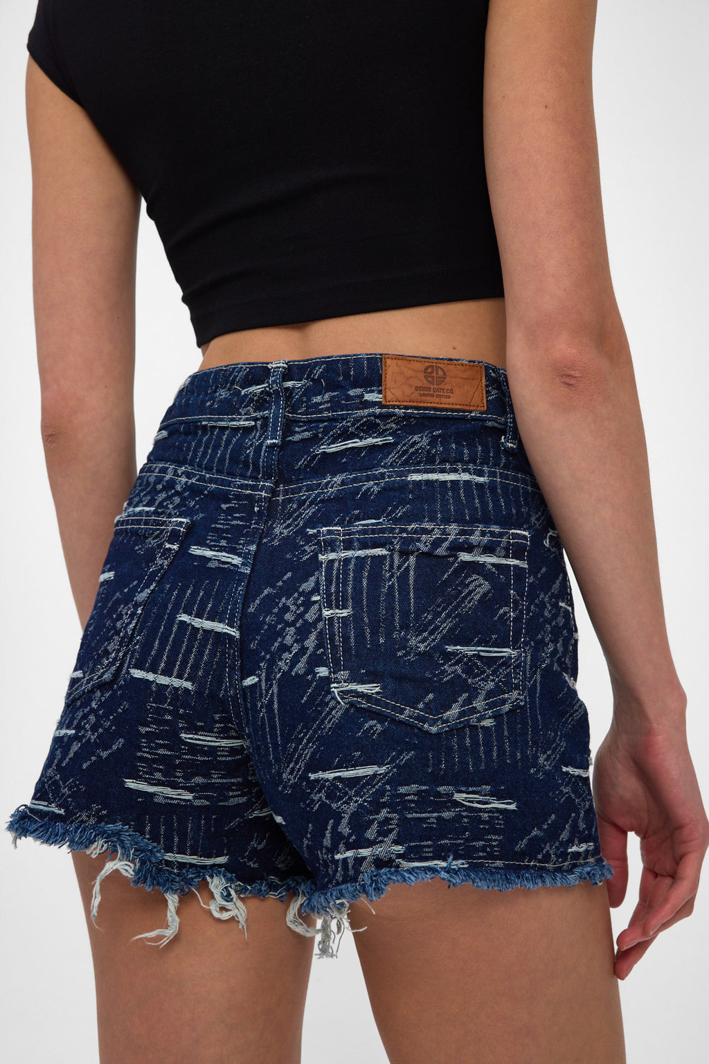 Light Indigo Jacquard Denim Shorts
