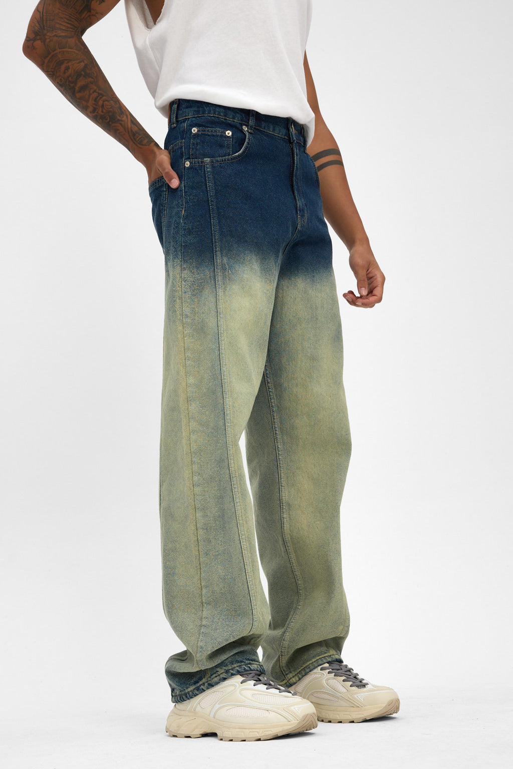 Indigo Sand Fade Baggy Fit Jeans