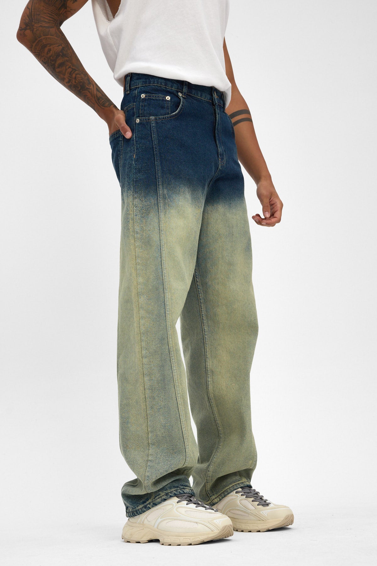 Indigo Sand Fade Baggy Fit Jeans