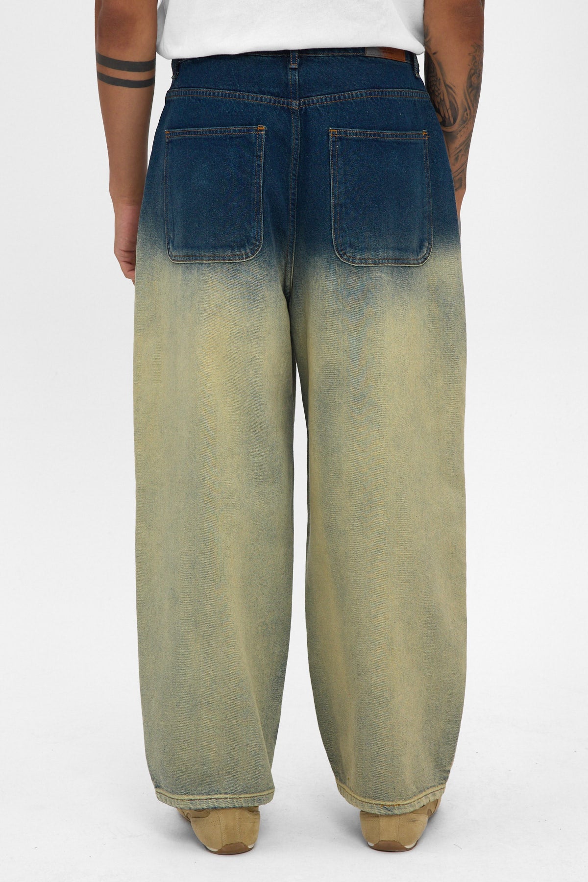 Indigo Sand Fade Wide Baggy Jeans