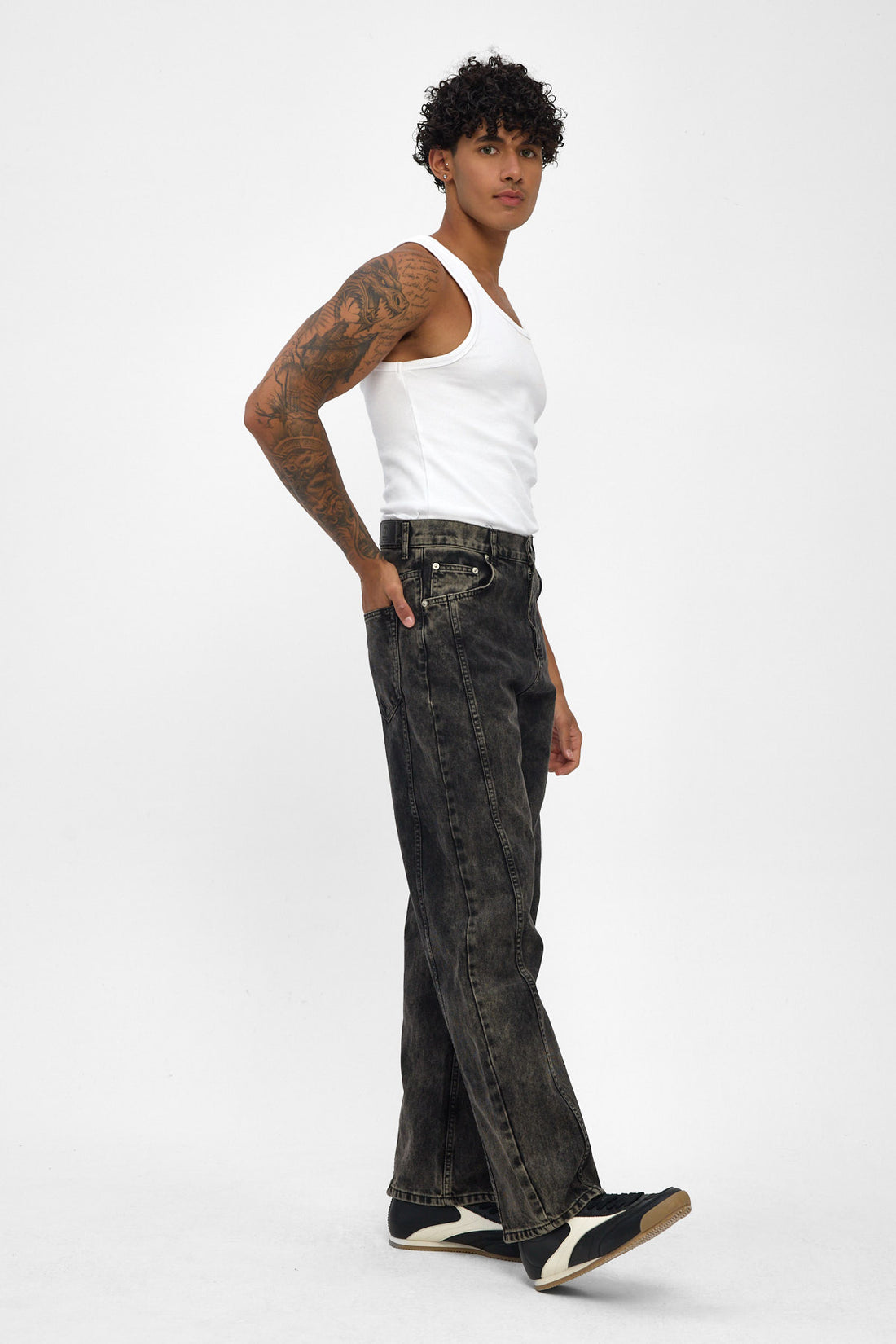 Washed Black Baggy Fit Jeans