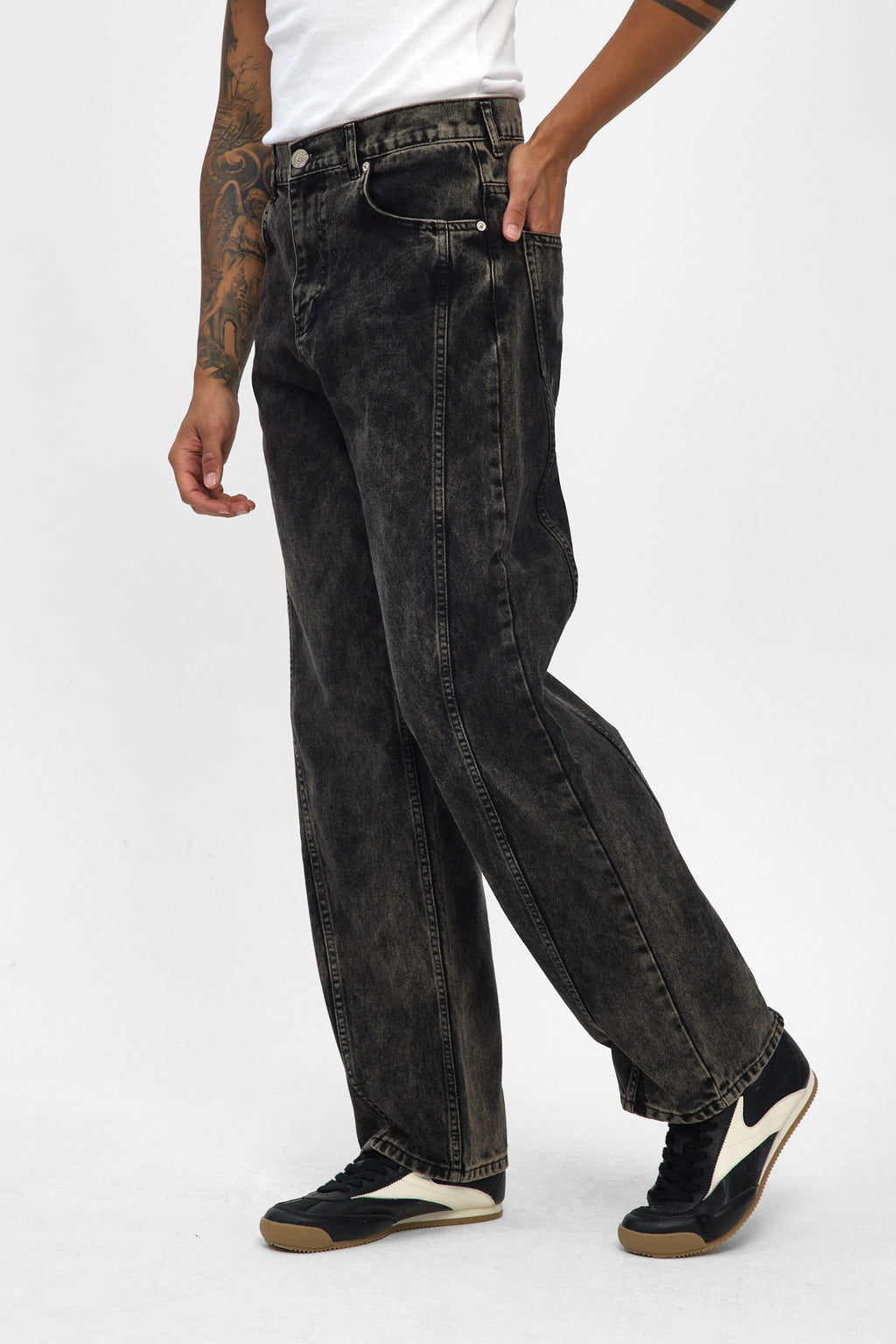 Washed Black Baggy Fit Jeans