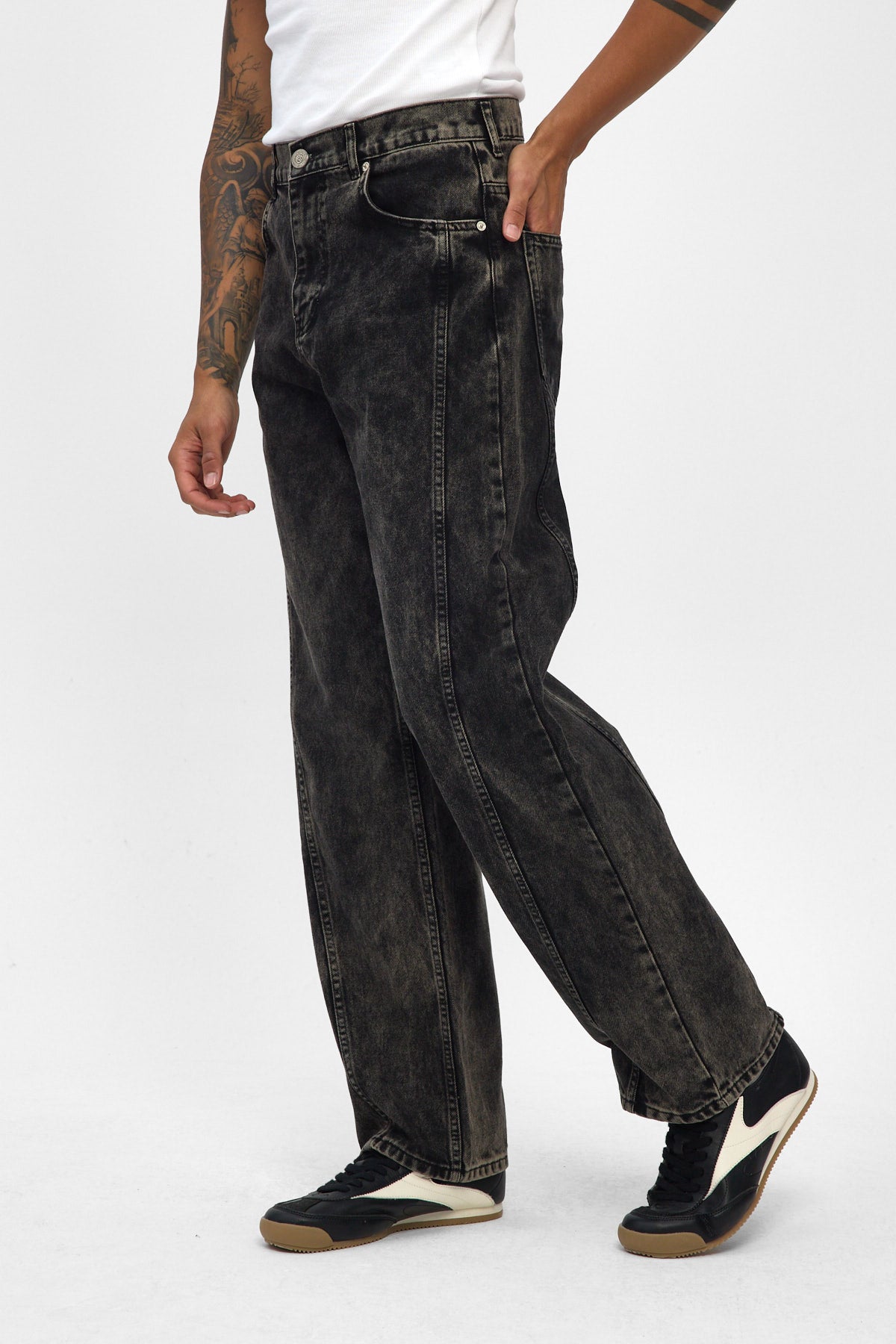 Washed Black Baggy Fit Jeans