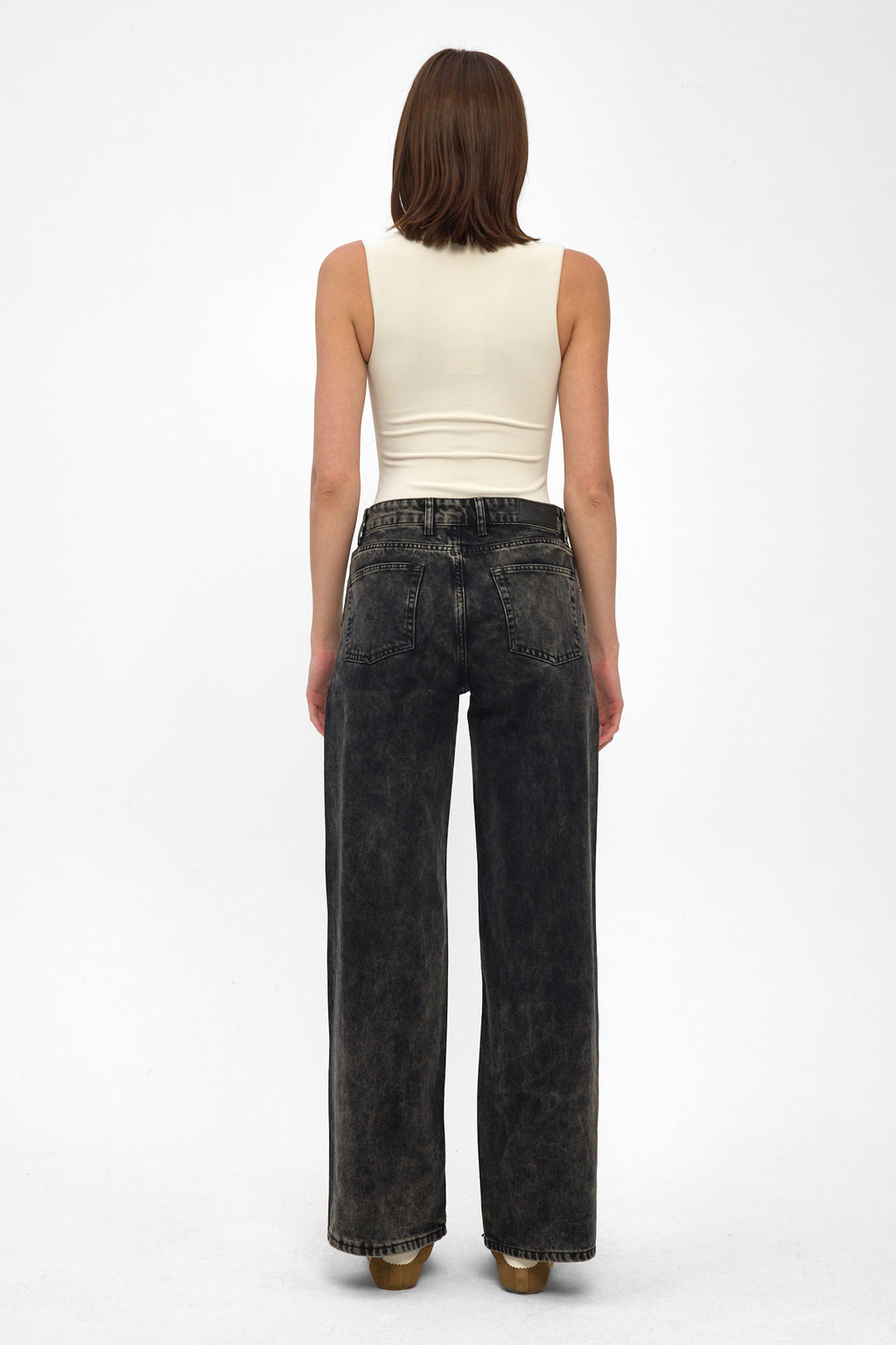 Washed Black Wide Leg Jeans
